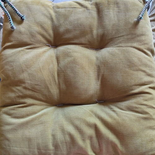 Armchair cover and cushion with ties, corduroy fabric