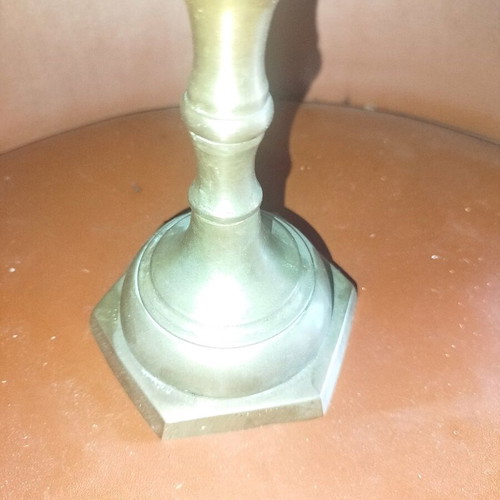 Brass candlestick used 31cm height with 11cm base handmade