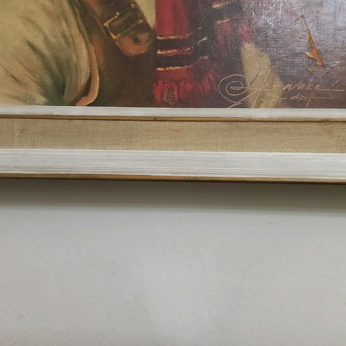 Oil painting framed used with signature