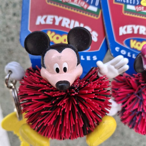 Set of 2 collectible Mickey and Minnie Koosh keyrings like new