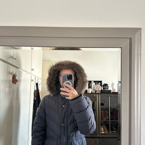 Down jacket with fur composition Polo, blue, size medium