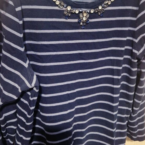 Marks & Spencer blouse used, blue, size 42 with stones on neckline