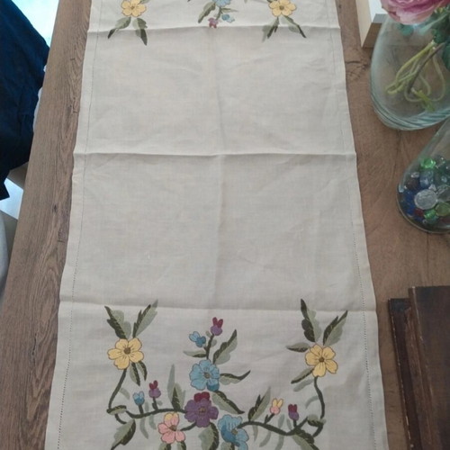 Handmade embroidered table runner