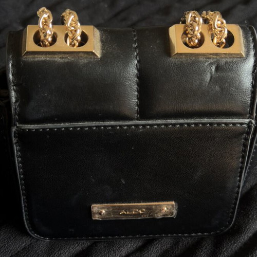Aldo small black shoulder bag with gold chain used