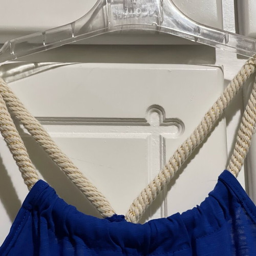Women's mini dress blue electric used with rope and golden threads