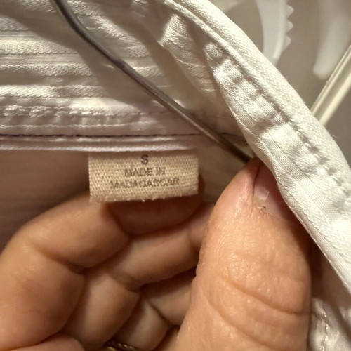 DKNY Women's White Shirt like new with stripe and double button row