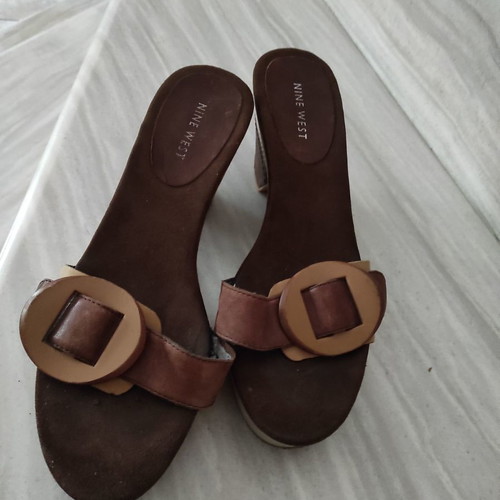 Nine West leather mules used, brown and beige, size 39