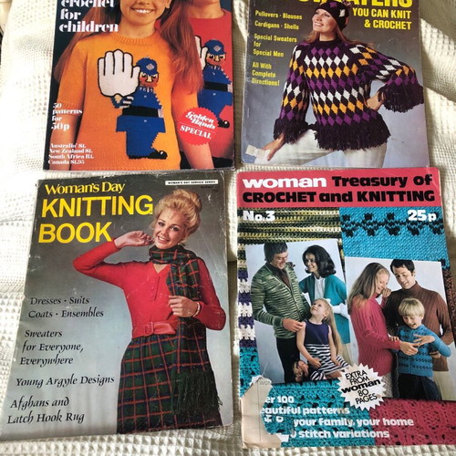 Vintage English knitting and crochet magazines used