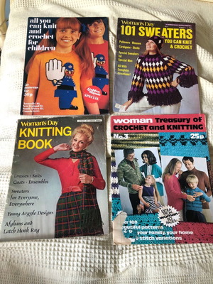 Vintage English knitting and crochet magazines used