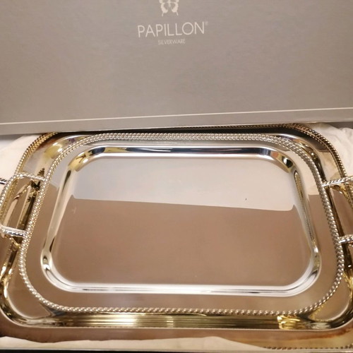 Set of 2 silver-plated serving trays new Costa Boda Papilon