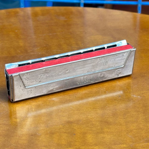 Vintage MICA RYTMUS harmonica used, made in Czechoslovakia