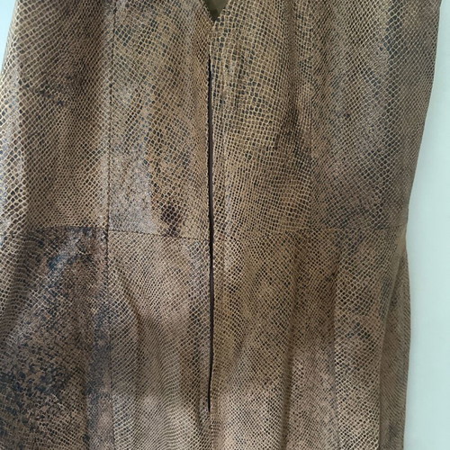Vintage Aslanis long leather dress with fringes like new, brown XL/XXL