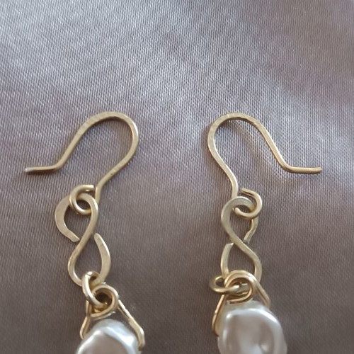 Gold earrings with pearls handmade from scratch, new