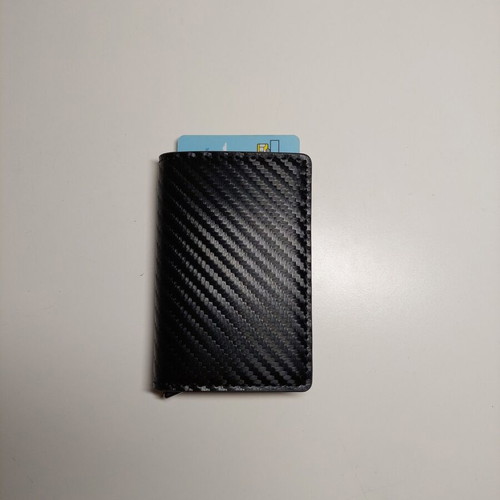 Wallet card holder with carbon fiber look and metal pop-up mechanism new