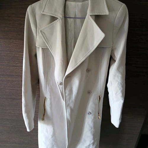 H&M trench coat used gray beige XS