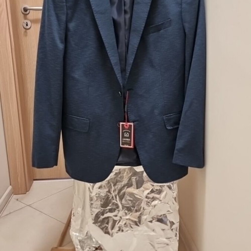 Lazarini suit jacket new, blue, size L, 85% wool, 15% viscose