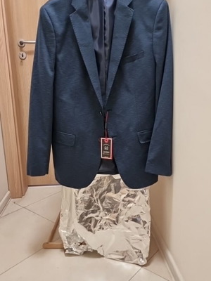 Lazarini suit jacket new, blue, size L, 85% wool, 15% viscose