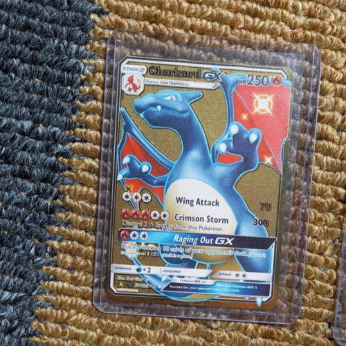 Pokemon metal cards Shining Charizard and Charizard GX 24K new, pack of 2