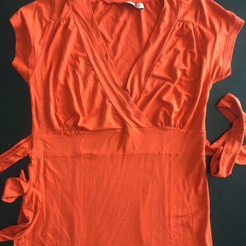 Bill Cost wrap blouse medium used, orange with belt