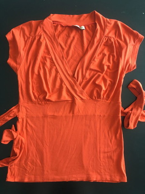 Bill Cost wrap blouse medium used, orange with belt