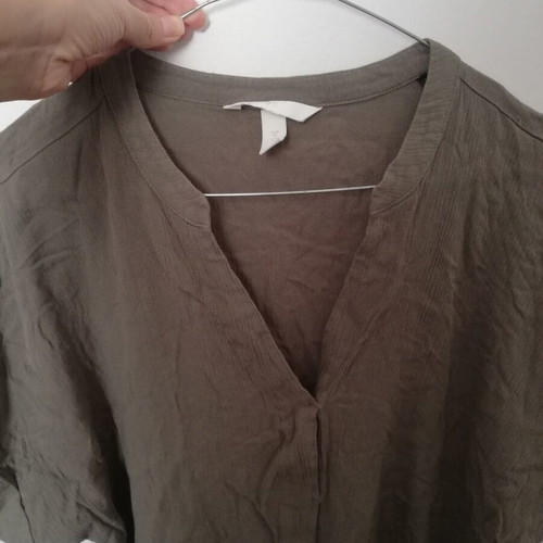 H&M blouse used, olive green, size 40, 100% viscose