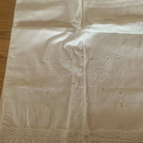 Cotton white pillowcases with handmade details new