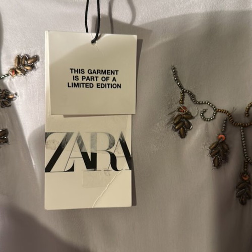 Zara limited edition hand crafted silk set, light gray