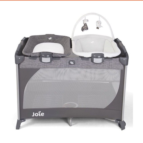Joie Commuter Change & Snooze Playard linen gray like new with mattress