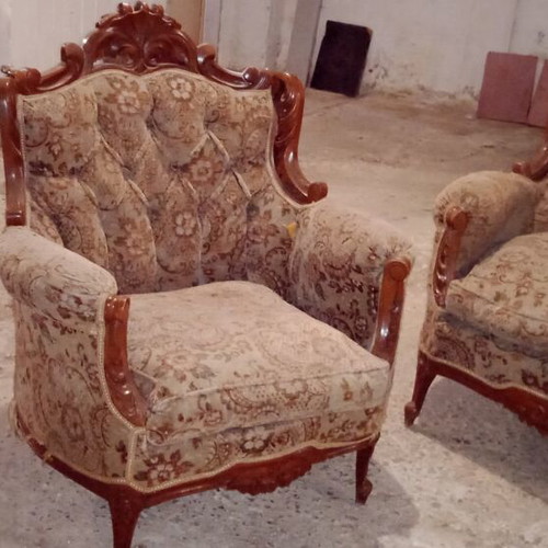Vintage sofa 4-seater with 2 armchairs used