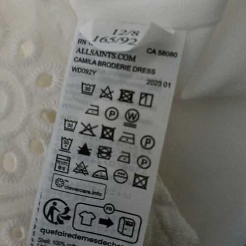 Camila Broderie dress All Saints new, size Large UK12, white