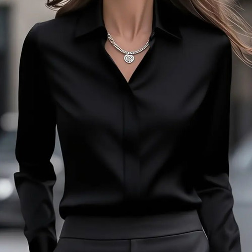 Shein women's black shirt new, fitted, long sleeve