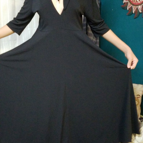 Zara black dress XL with deep neckline and neck tie, new