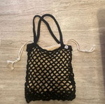 Handmade Bag Woolloop σαν καινούργια ώμου μαύρο και μπεζ