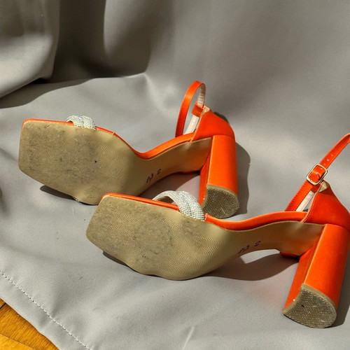 Franchesca Moretti women's orange sandals used with rhinestones