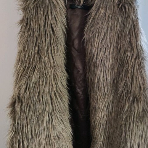 Fur waistcoat faux, like new, beige and brown, size M
