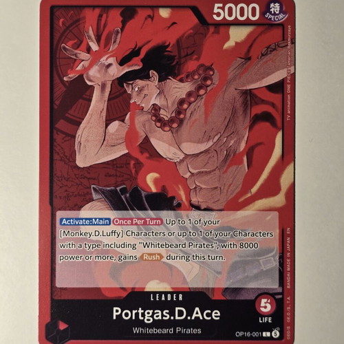 Portgas D. Ace One Piece Card Game OP16-001 Leader like new