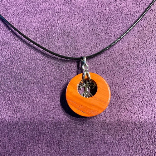 Pendant with genuine red jasper stone and tree of life new