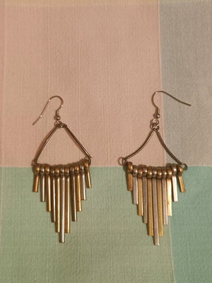 Long earrings like new, silver and gold color, 8cm length