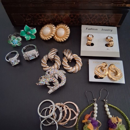 Lot of vintage costume jewelry earrings and bracelets