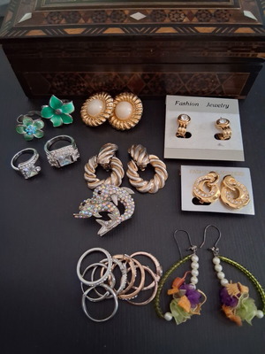 Lot of vintage costume jewelry earrings and bracelets
