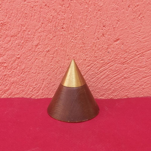 Wooden finial with brass tip