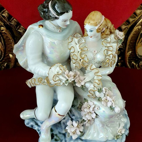 Vintage decorative porcelain couple handmade, like new