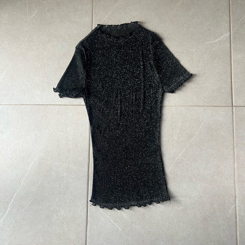 Transparent top with silver thread like new, size S