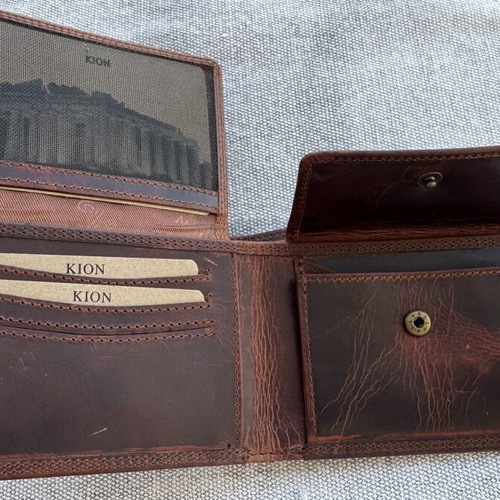 Men's Wallet new, genuine leather, brown, 6 card slots