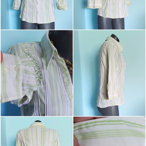 Miss Etam women's shirt like new, green striped, sizes L to XXL