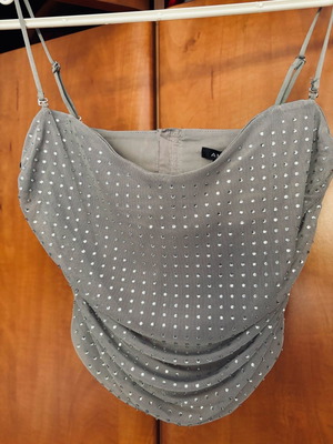 Women's top with rhinestones gray, size S