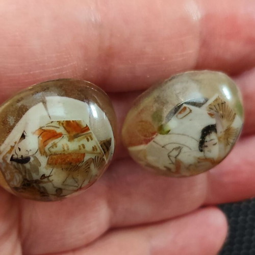 Handmade earrings with resin and porcelain pieces, new