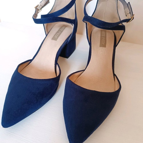 Arte Piedi suede blue pointed pumps with low block heel like new, size 37