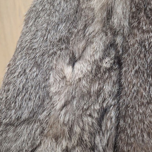 Berkeley Furs Rabbit Fur Jacket used, size Large, white and grey