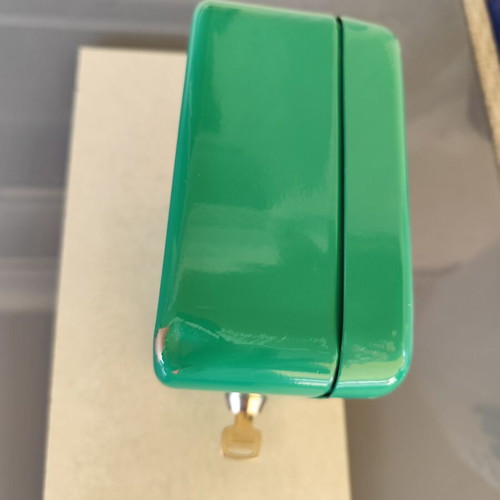 Metal cash box with security keys, green